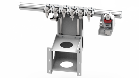 The 6-position Pick-up changer is integrated in the machine base. The 6-position Pick-up changer is integrated in the machine base.