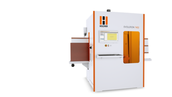 The HOLZHER EVOLUTION 7402 EVOLUTION 7402, the vertical drilling and cutting center from HOLZ-HER